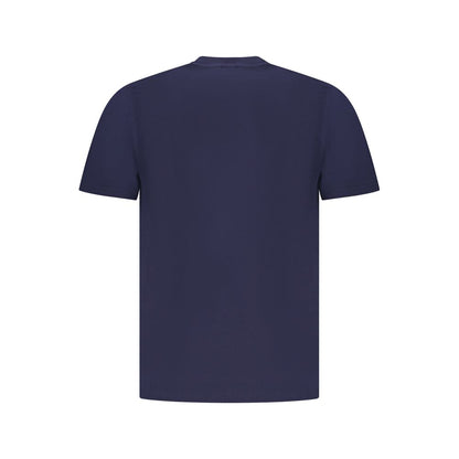 Back view of North Sails Blue Cotton Men T-Shirt, showcasing simple, elegant design in a vivid navy color.