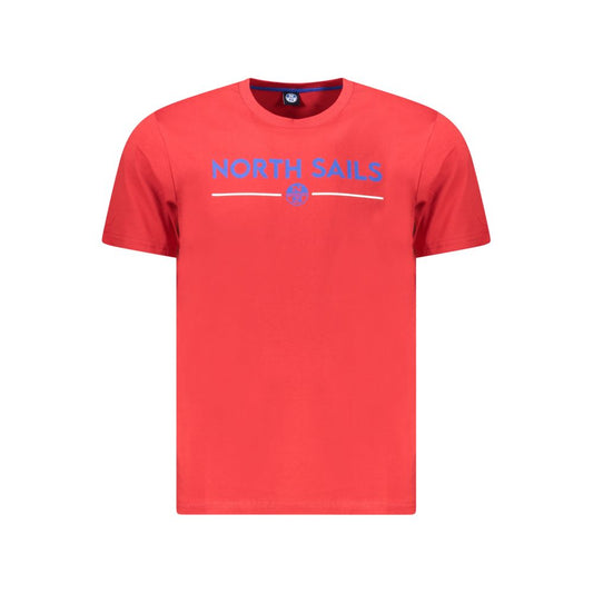North Sails Red Cotton Men T-Shirt with logo print, crew neck, and bold design, offering style and comfort for fashion-forward individuals.