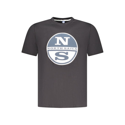 North Sails Black Cotton Men T-Shirt with print and logo on a simple black background