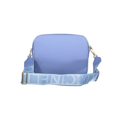 Coccinelle Light Blue Leather Women Handbag with adjustable removable shoulder strap and signature logo.