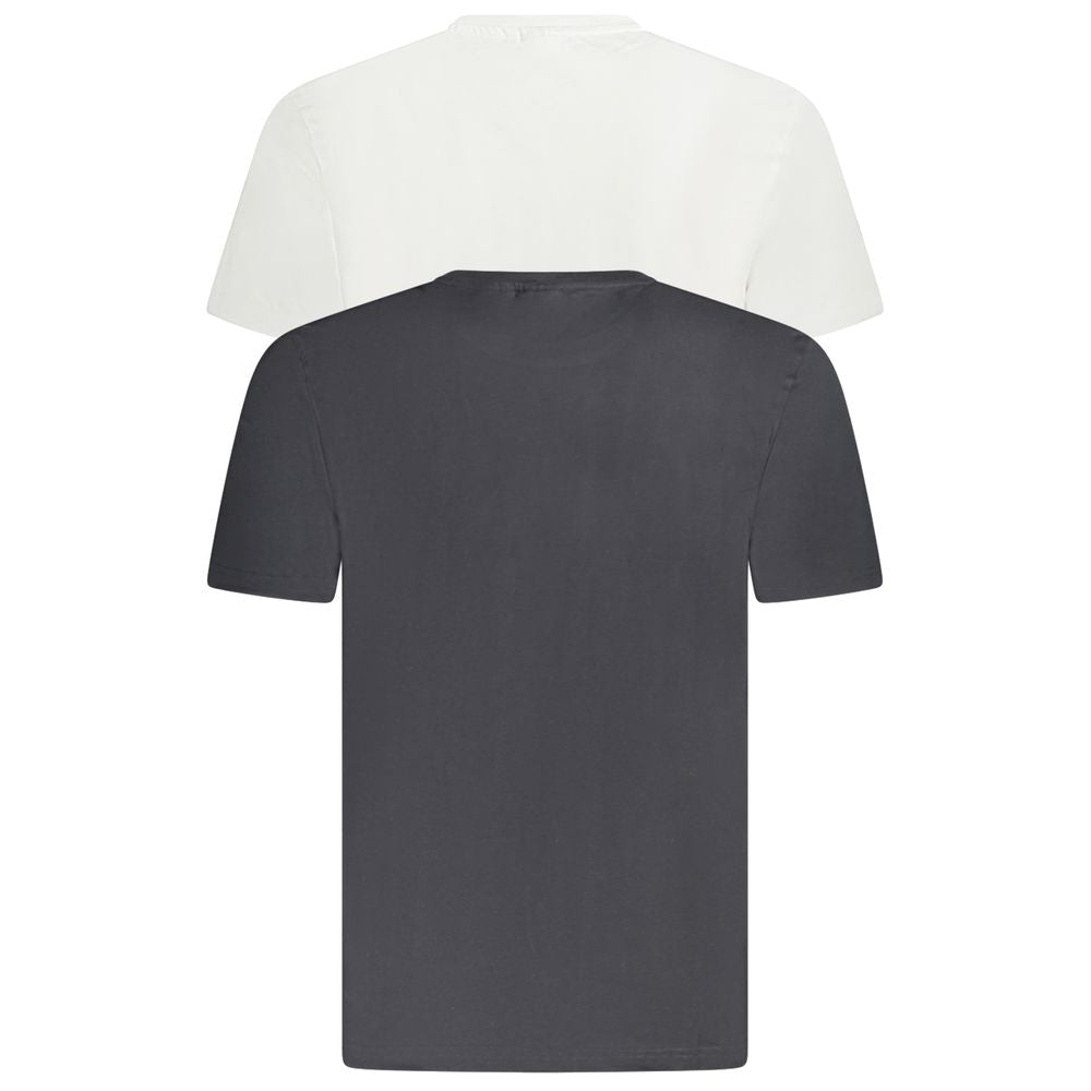 Fila White Cotton Men T-Shirt with black and white BROD TEE, organic cotton, bold logo, bi-pack for casual style.