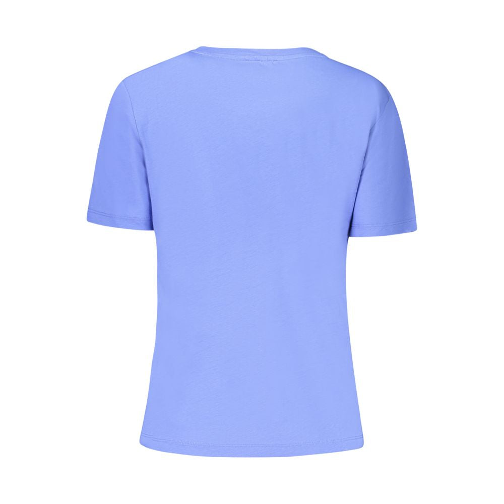 Back view of North Sails Blue Cotton Women T-Shirt showcasing soft breathable fabric and short sleeves for nautical fashion style.