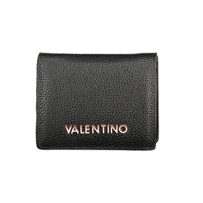 Mario Valentino Black Polyethylene Wallet with logo, card spaces, coin purse, and automatic closure made from recycled materials