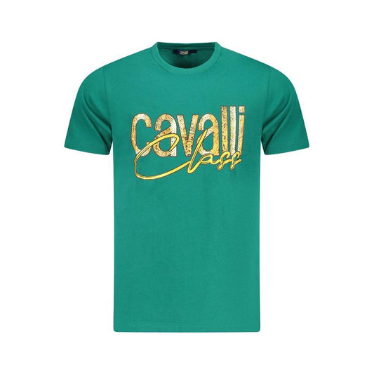 Cavalli Class Green Cotton Men T-Shirt CA-36603-L