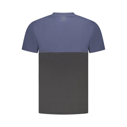 Trussardi Blue Cotton Men T-Shirt, two-tone back view, short sleeve, crew neck, stylish and modern design, contrasting details.
