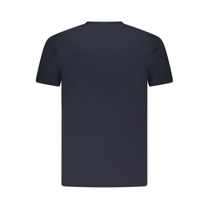 Cavalli Class Blue Cotton Men T-Shirt featuring a classic crewneck and subtle print, designed with premium cotton for stylish comfort.