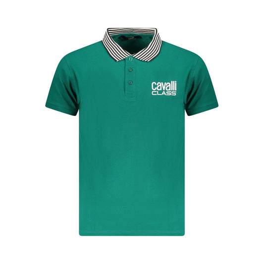 Cavalli Class Green Cotton Men Polo Shirt CA-36673-M