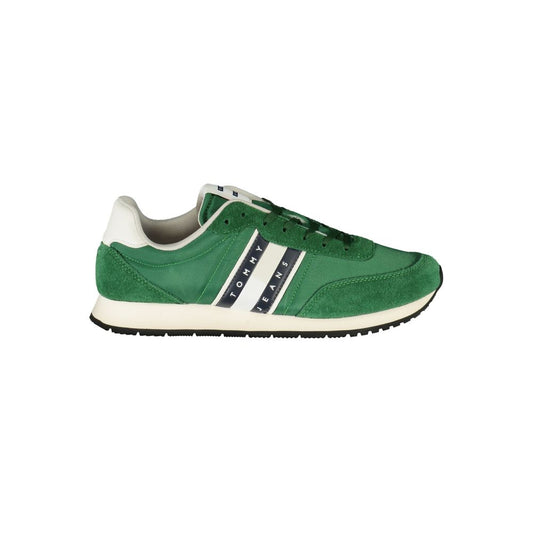 Tommy Hilfiger Green Polyester Men Sneaker with eco-friendly design and vibrant green color.
