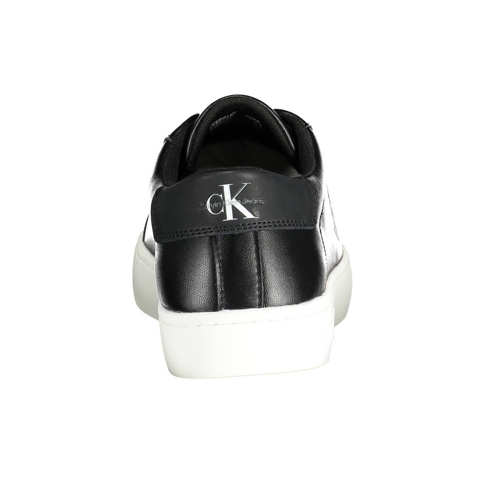 Back view of Blauer Black Leather Men Sneaker with white sole and CK logo, showcasing bold style and high-fashion appeal.