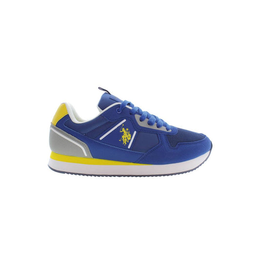 U.S. POLO ASSN. Blue Polyester Men Sneaker with contrasting details and logo on side, showcasing comfort and elegance.