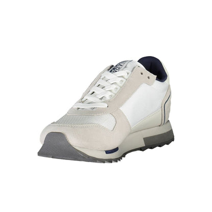 Napapijri White Leather Men Sneaker with contrasting accents, showcasing style and comfort for trendsetters.