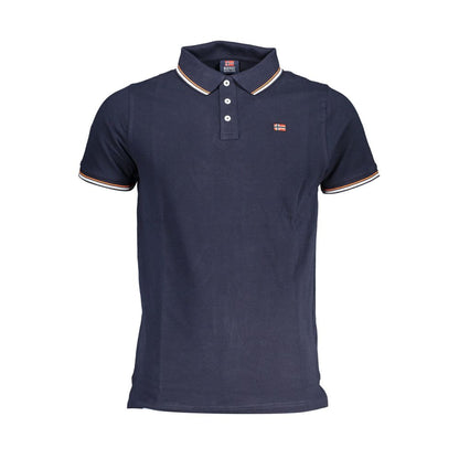 Norway 1963 Blue Cotton Men Polo Shirt with short sleeves and contrasting details.