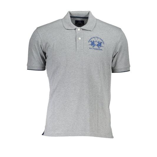 La Martina Brown Cotton Men Polo Shirt with elegant embroidery and contrasting details, featuring a sporty design.
