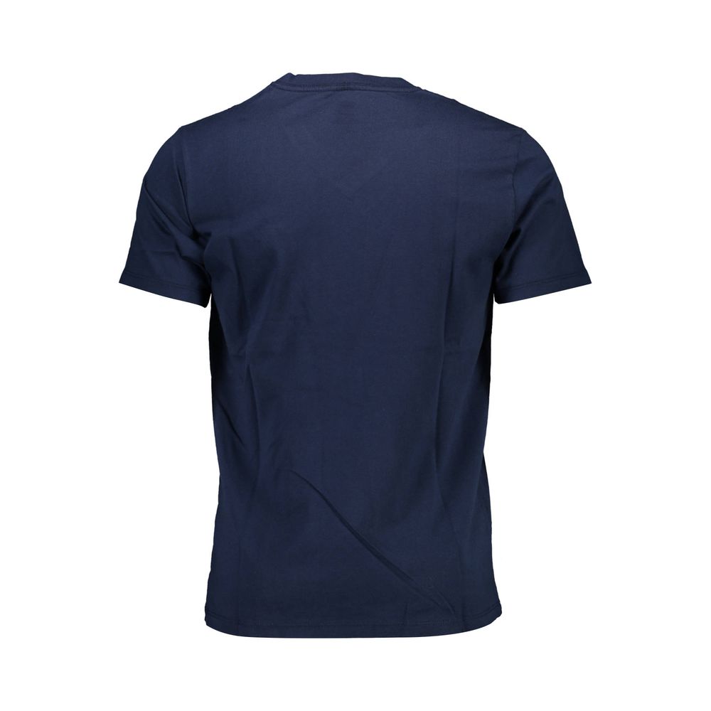 Back view of Levi's Blue Cotton Men T-Shirt showcasing classic V-neck and pure cotton fabric