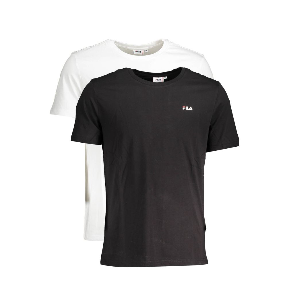 Fila White Cotton Women T-Shirt and Black Tee Duo with Logo