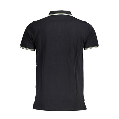 Rear view of Norway 1963 Black Cotton Men Polo Shirt with contrasting details.