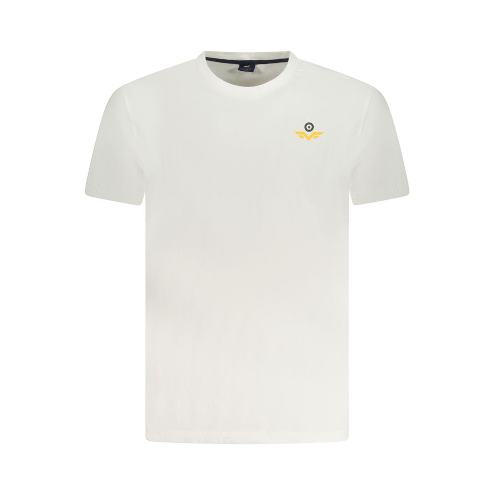 Armata Di Mare White Cotton Men T-Shirt with logo, short-sleeve, crew neck showcasing Italian coastal style, perfect for trendsetters.