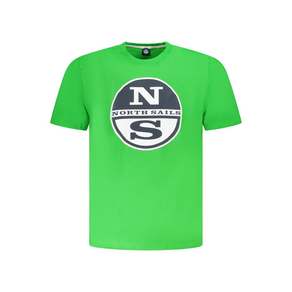 North Sails Green Cotton Men T-Shirt with logo and crew neck design.