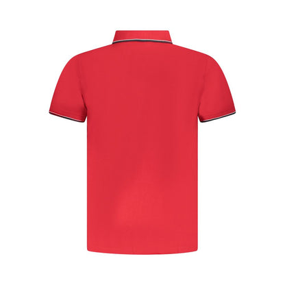 Back view of Norway 1963 Red Cotton Polo Shirt with short sleeves and contrast details.