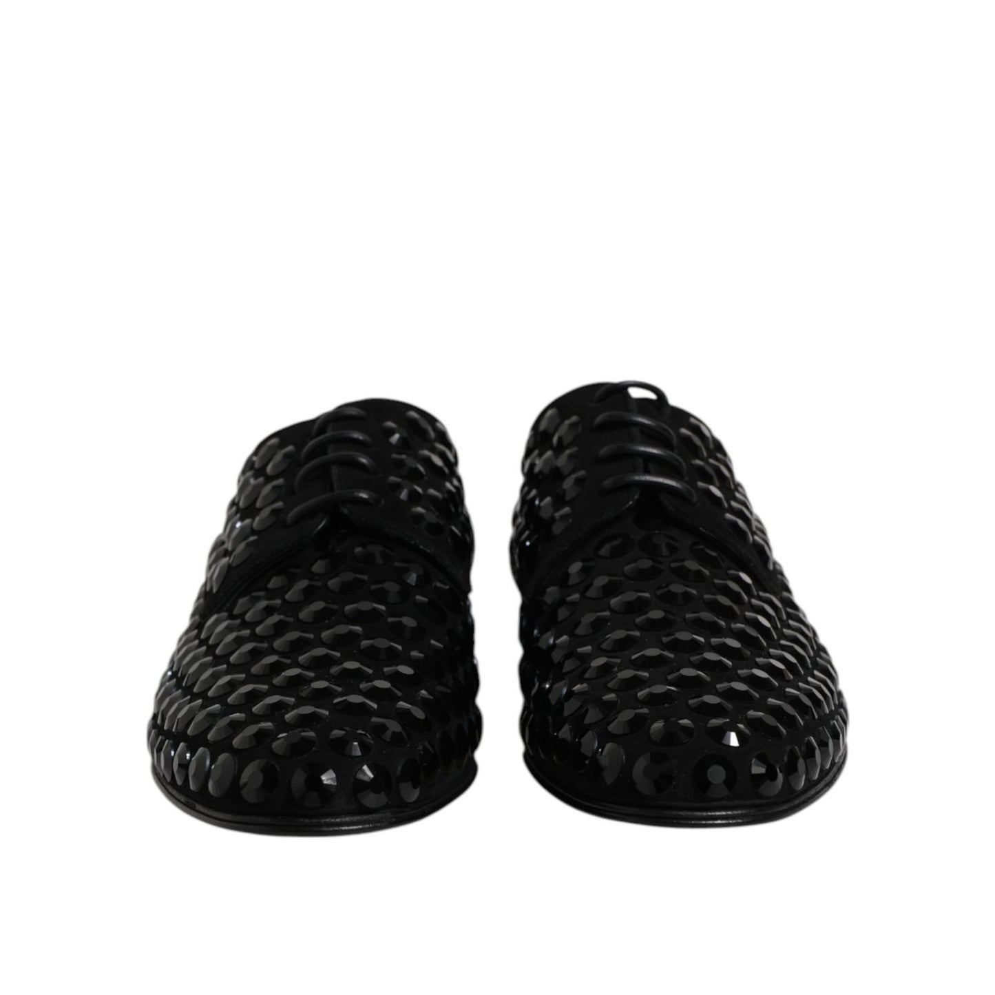 Dolce & Gabbana Black Suede Strass Derby Formal Shoes