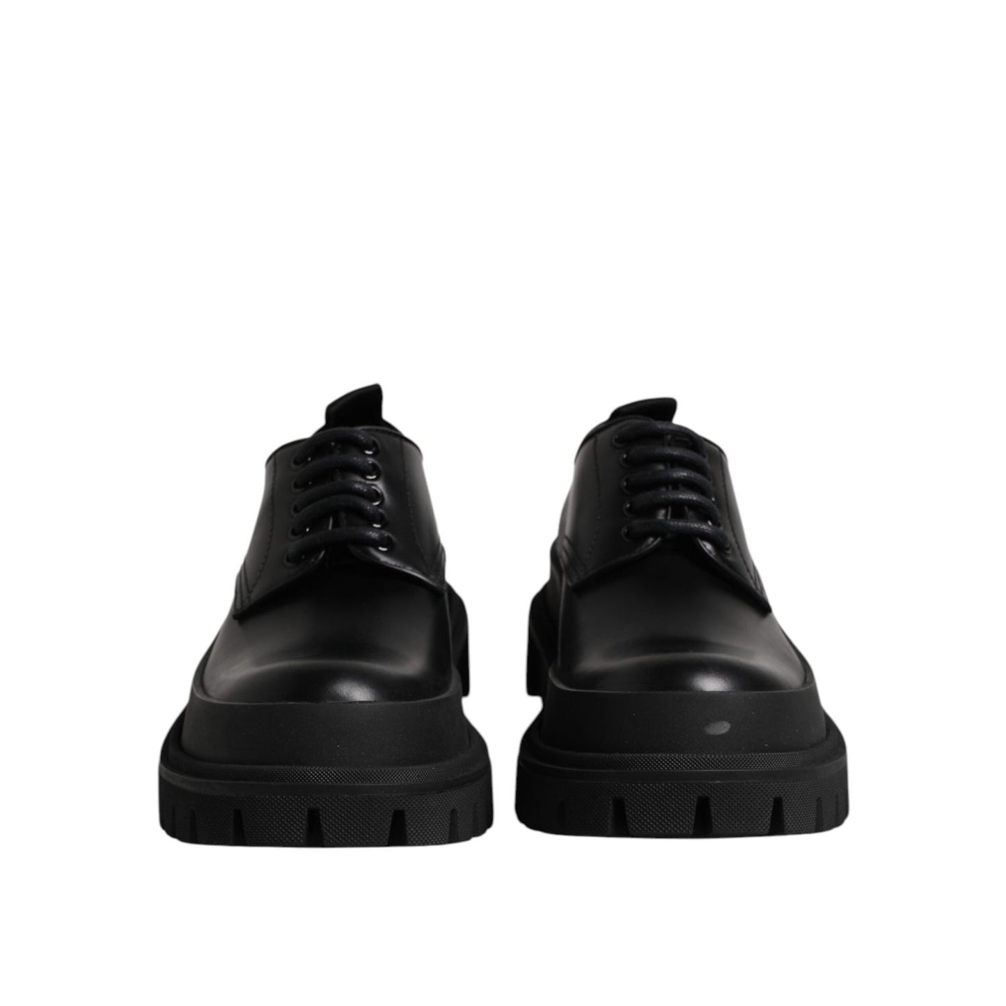 Dolce & Gabbana Black Leather Lace Up Derby Men Dress Shoes