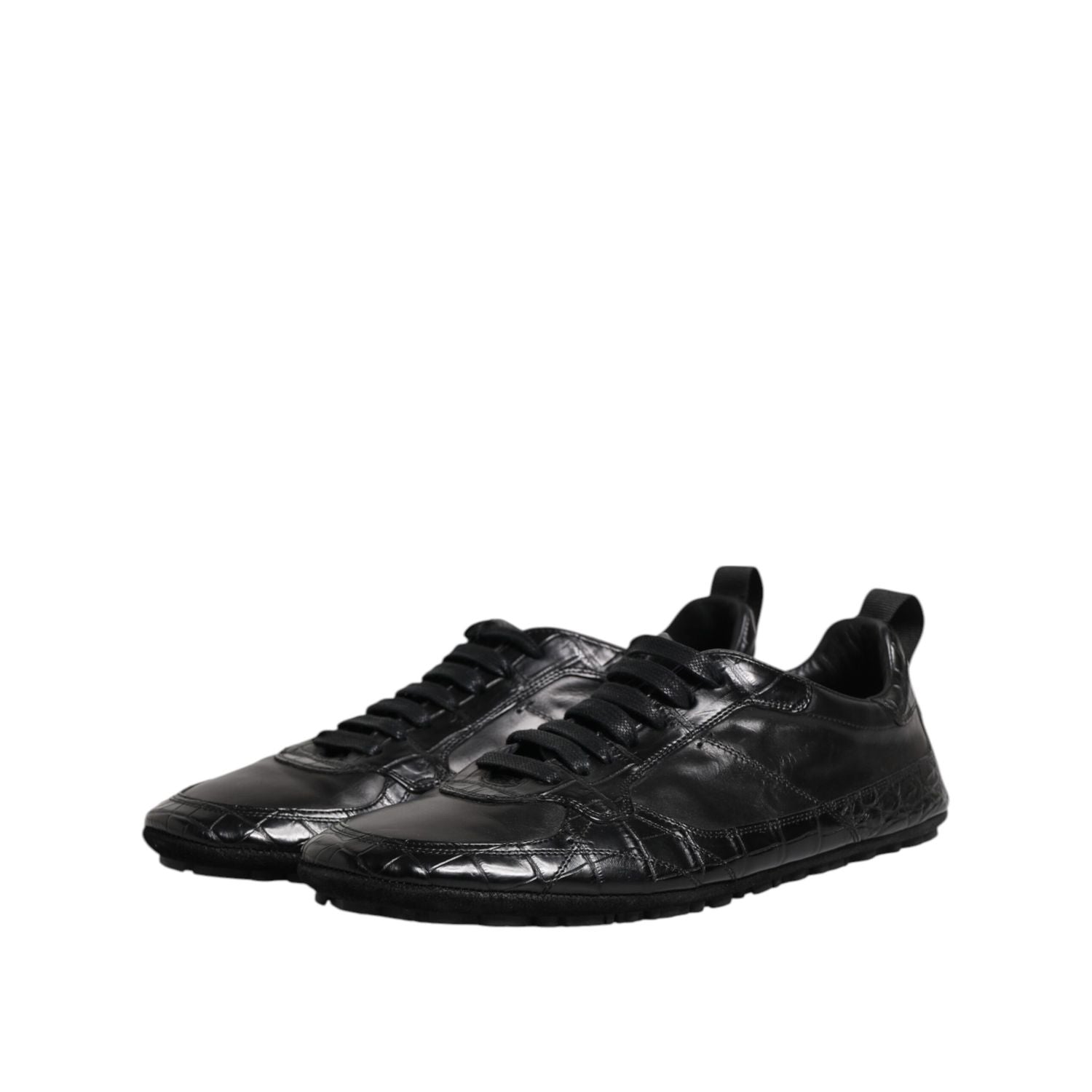 Dolce & Gabbana Black Exotic Leather Low Top Sneakers Shoes