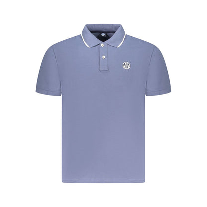 North Sails Blue Cotton Men Polo Shirt with short sleeves and logo detail