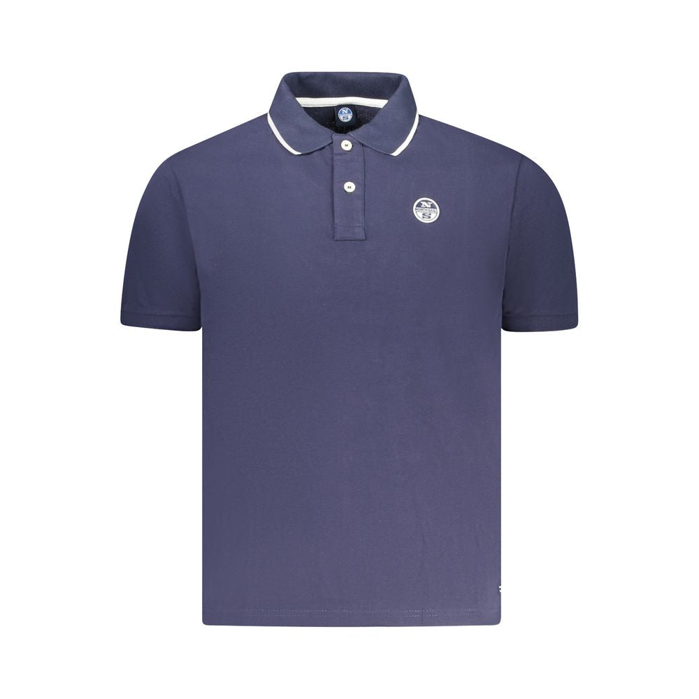 North Sails Blue Cotton Men Polo Shirt with short sleeves and contrasting details