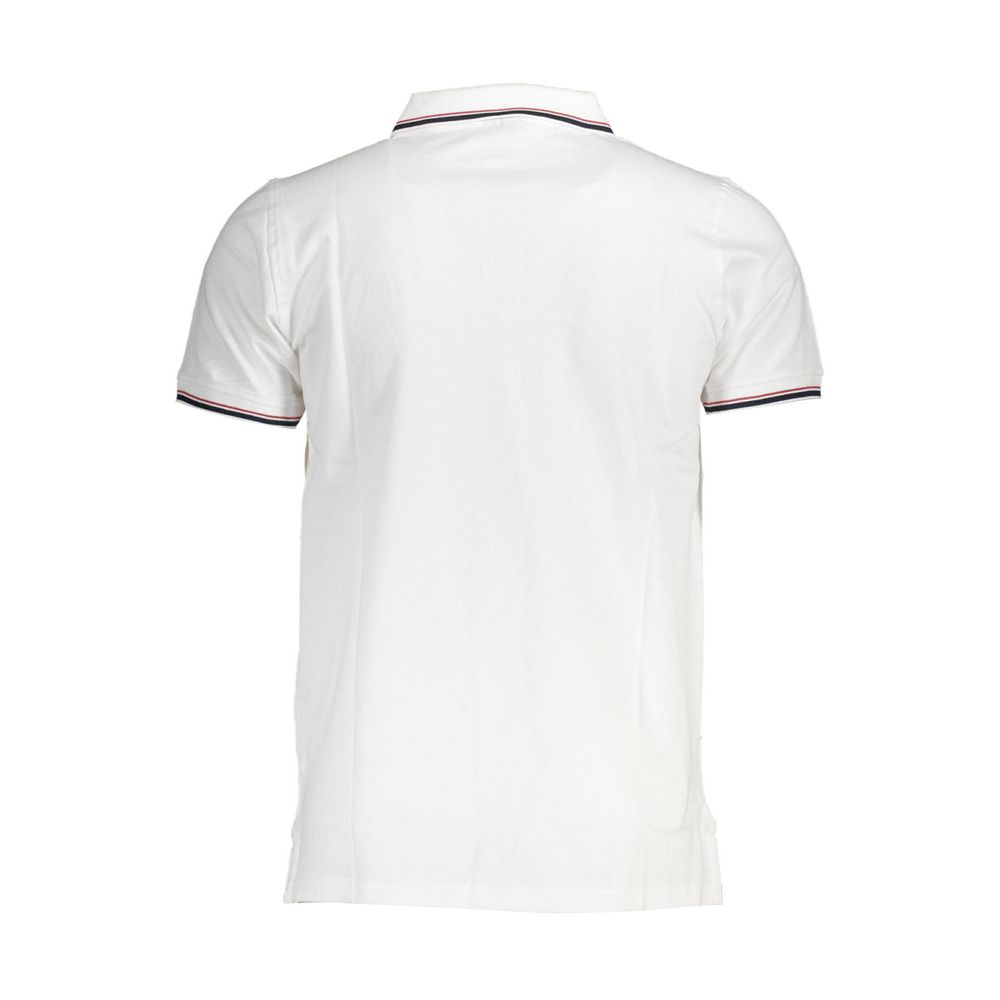 Back view of Norway 1963 White Cotton Men Polo Shirt with short sleeves and contrasting details.
