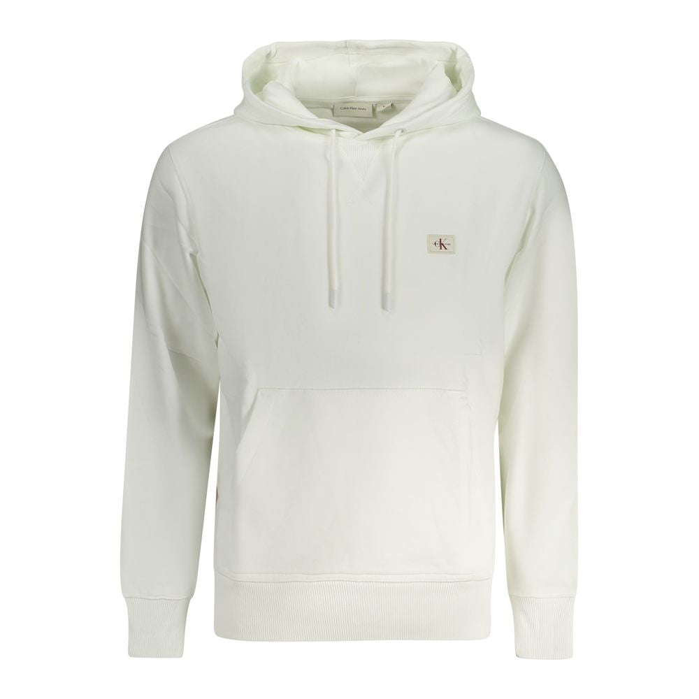 Calvin Klein White Cotton Men Sweater featuring a classic hooded design and logo detail for modern style and comfort.