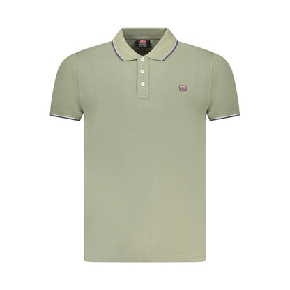 Norway 1963 Green Cotton Men Polo Shirt with three-button design and logo applique, crafted for style and comfort.