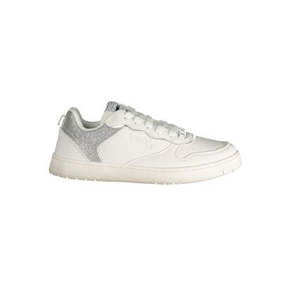 Gas White Polyester Women Sneaker with silver contrast details and iconic logo, perfect for fashion-forward casual ensembles.