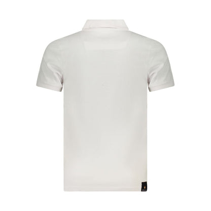 Back view of Accademia Militare White Cotton Polo Shirt with short sleeves and logo.