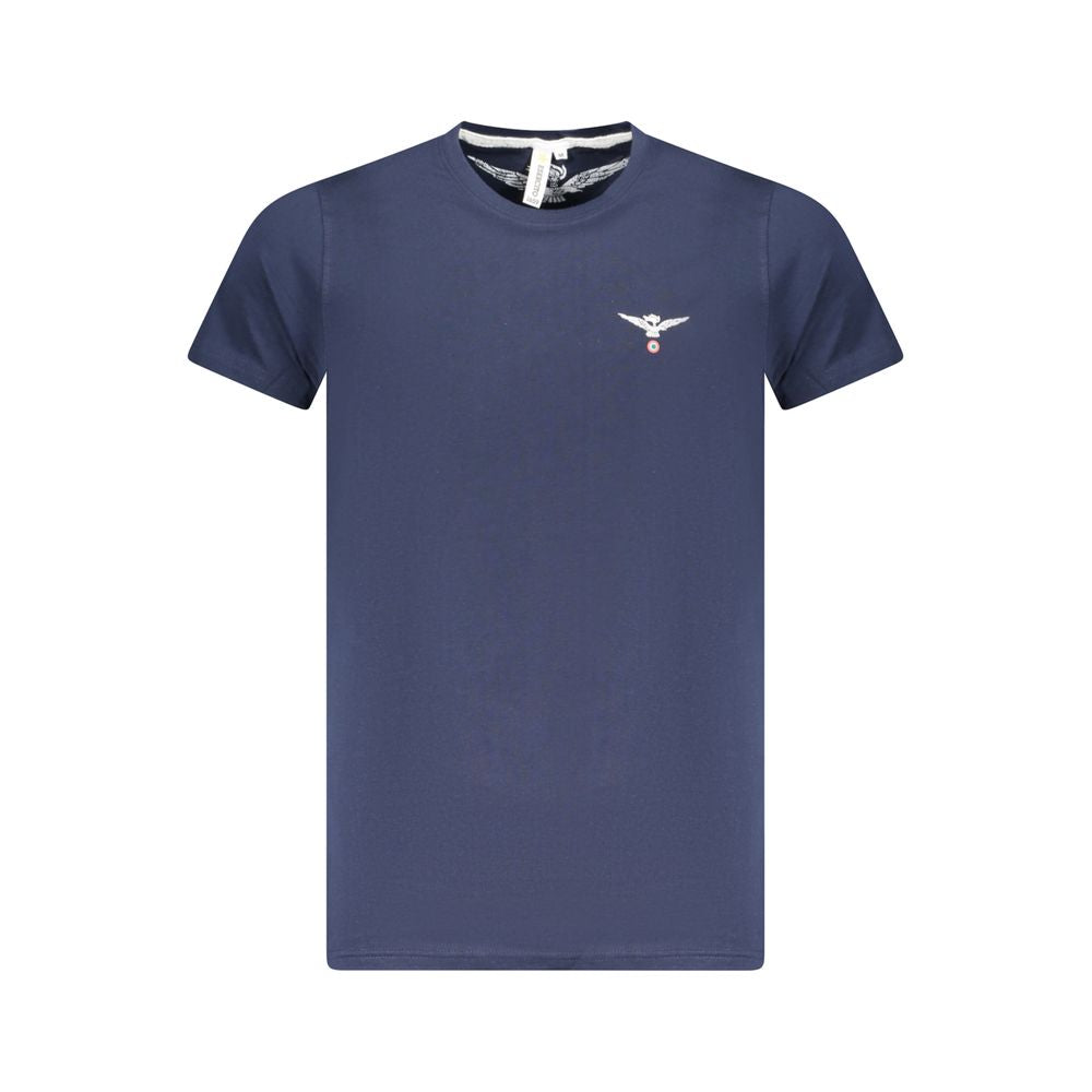 Accademia Militare Blue Cotton T-Shirt with eagle ball logo, short sleeves, and crew neck design.