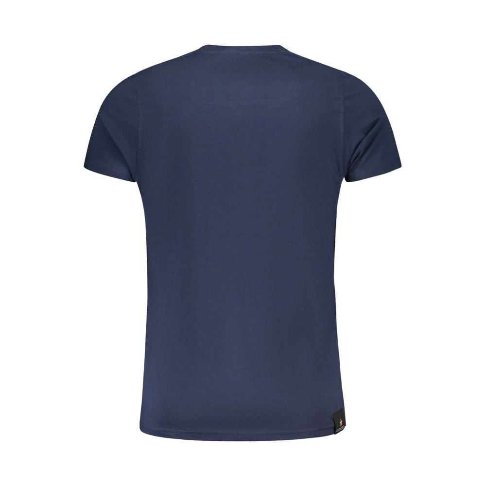 Back view of Accademia Militare Blue Cotton T-Shirt, short sleeve crew neck with logo print.