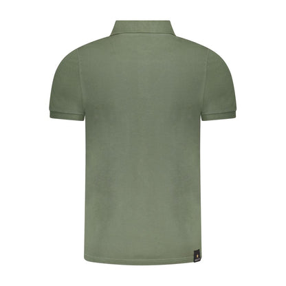 Back view of Accademia Militare Green Cotton Polo Shirt with short sleeves and contrast detailing
