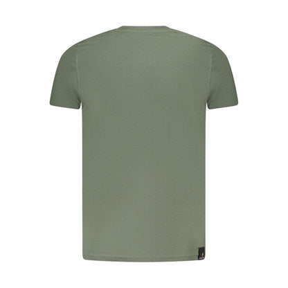 Back view of Accademia Militare Green Cotton T-Shirt with short sleeves and crew neck, featuring small academy logo print.