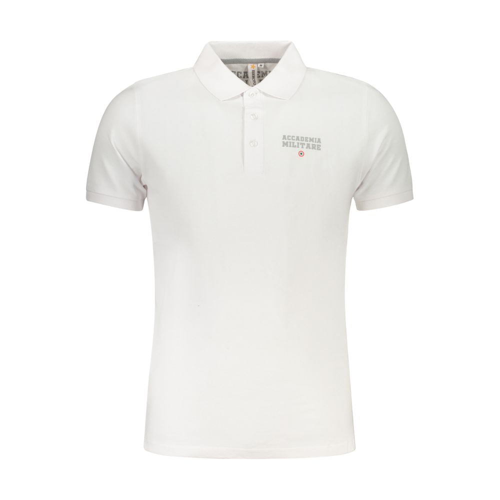 Accademia Militare White Cotton Polo Shirt with short sleeves, logo, and 3 buttons