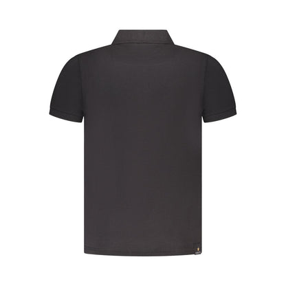 Accademia Militare Black Cotton Polo Shirt with short sleeves and logo, rear view showing 3-button collar design.