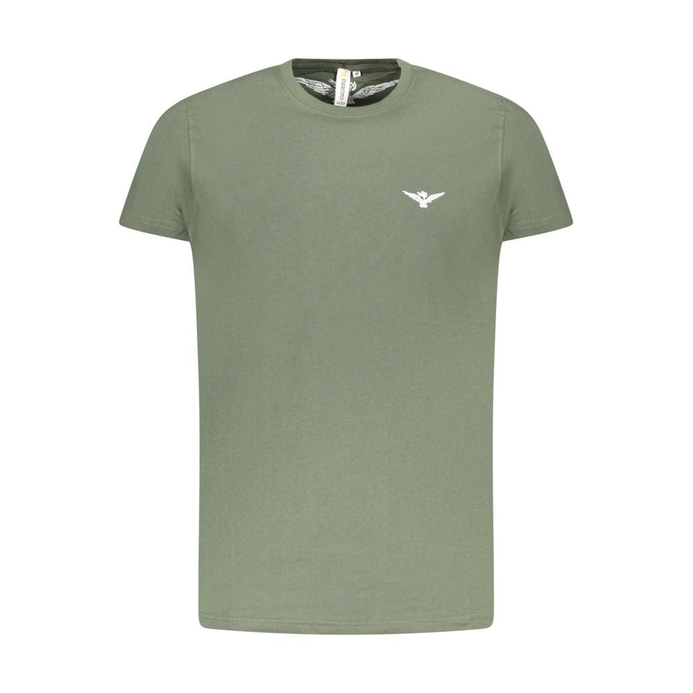 Accademia Militare Green Cotton T-Shirt with eagle logo, short sleeve and crew neck design. Perfect casual wear.