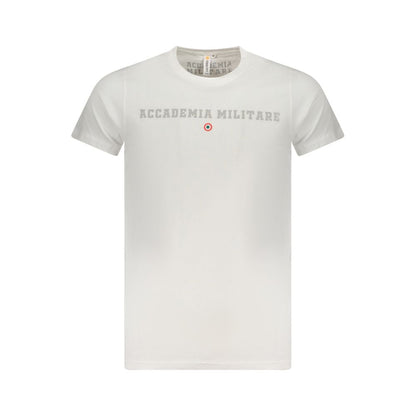 Accademia Militare White Cotton T-Shirt with short sleeves, crew neck, printed logo design on chest.
