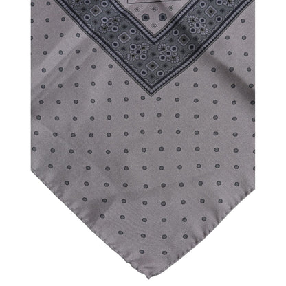 Dolce & Gabbana Gray Polka Dot Silk Square Men Foulard Scarf