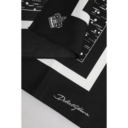 Dolce & Gabbana Black White Printed Square Foulard Scarf