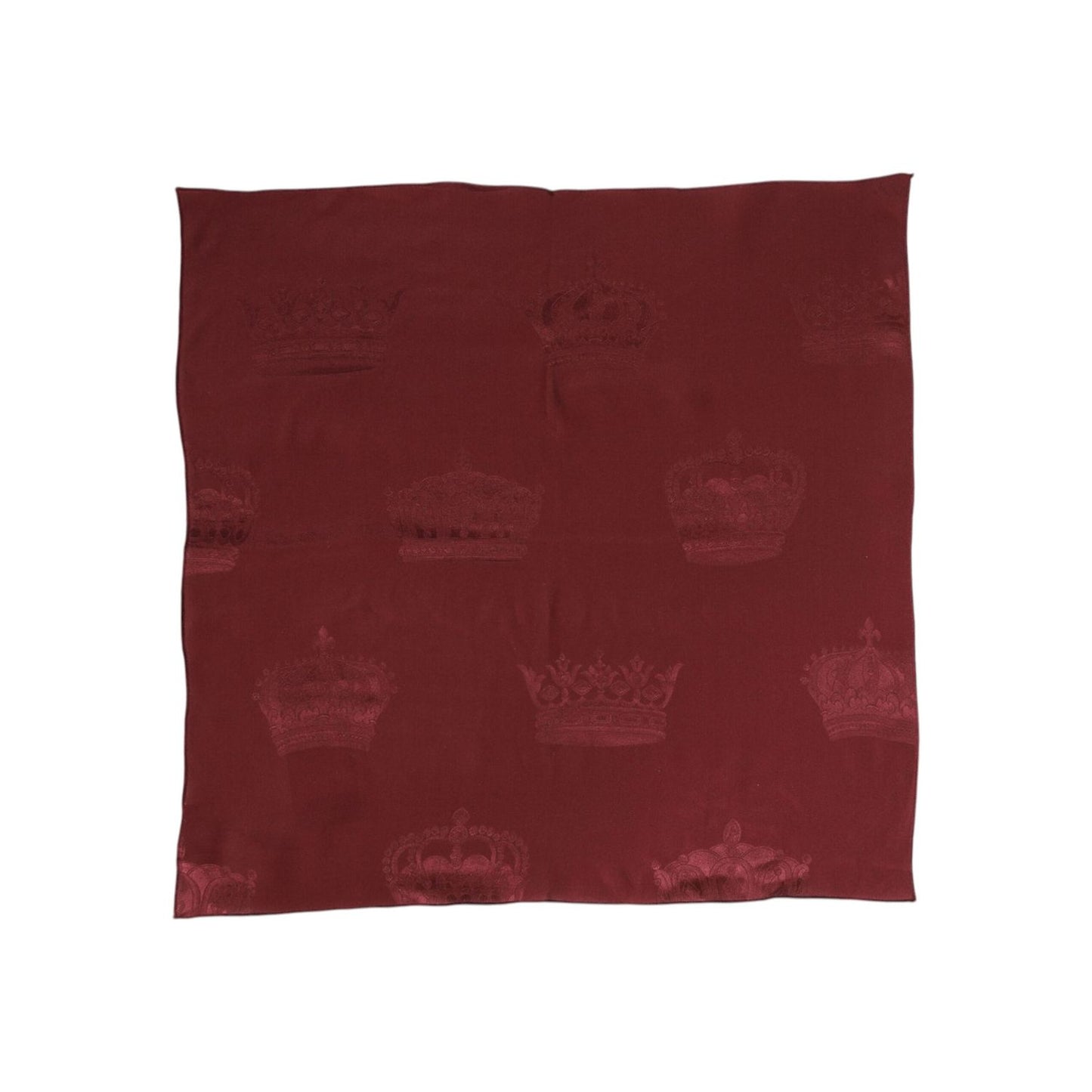 Dolce & Gabbana Maroon Silk Crown Square Men Foulard Scarf