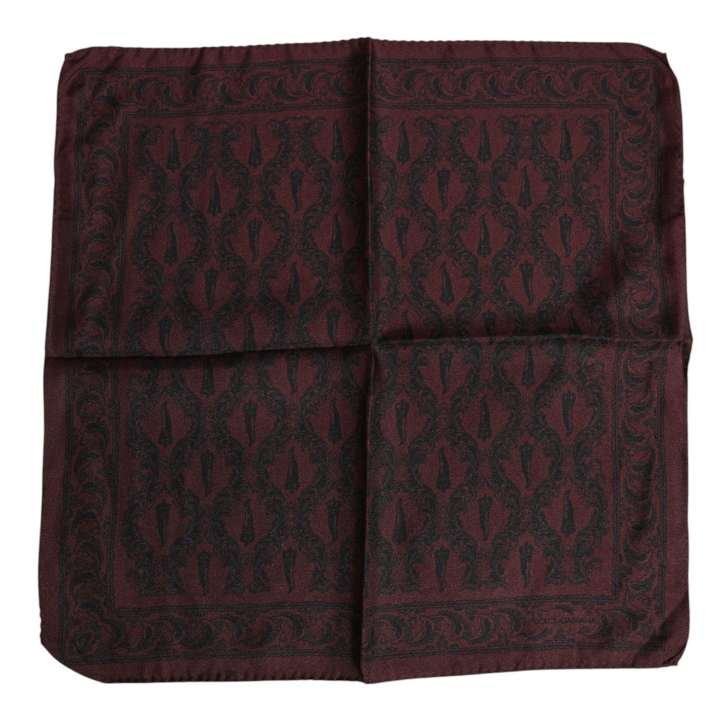 Dolce & Gabbana Maroon Black Printed Square Men Foulard Scarf