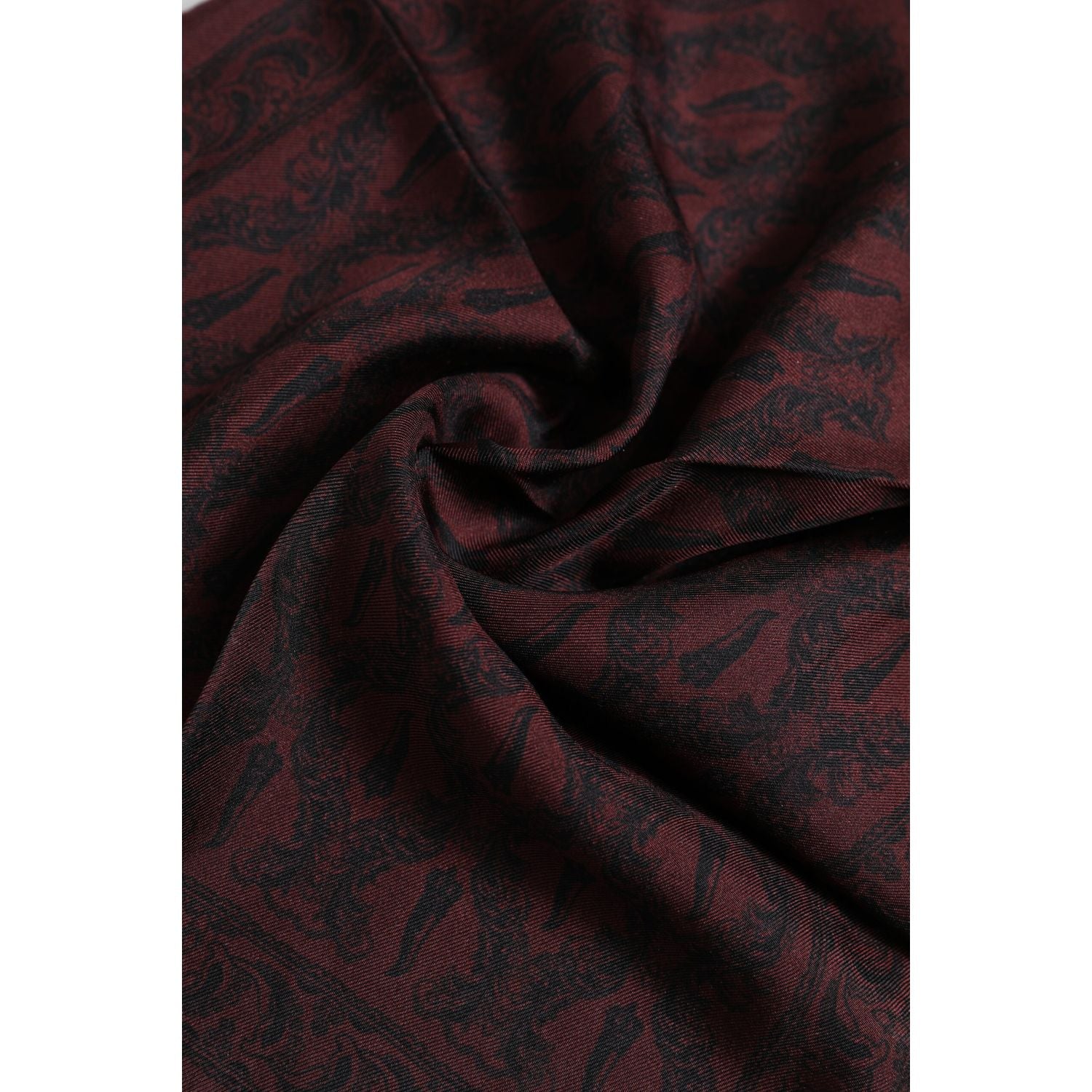 Dolce & Gabbana Maroon Black Printed Square Men Foulard Scarf