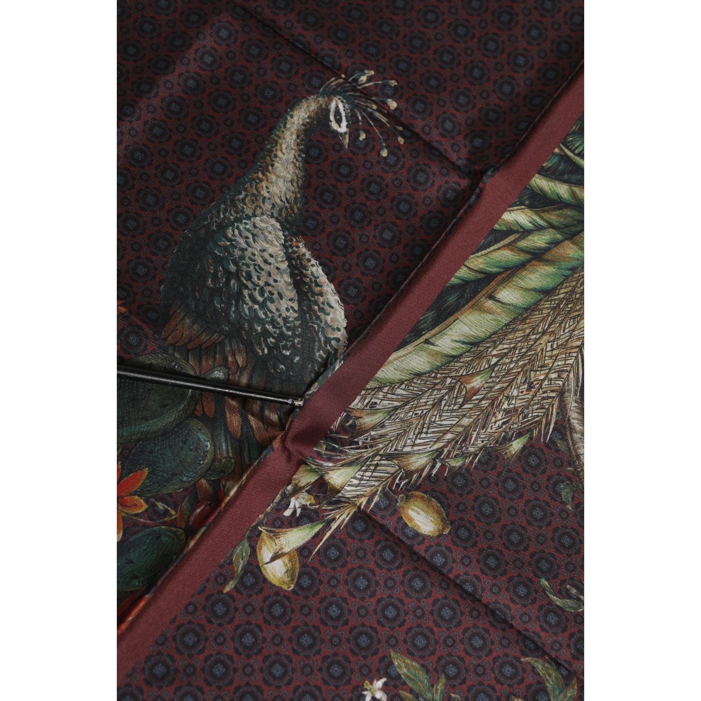Dolce & Gabbana Brown Peacock Print Square Men Foulard Scarf