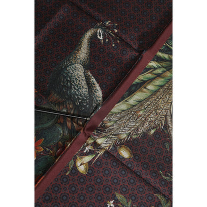 Dolce & Gabbana Brown Peacock Print Square Men Foulard Scarf