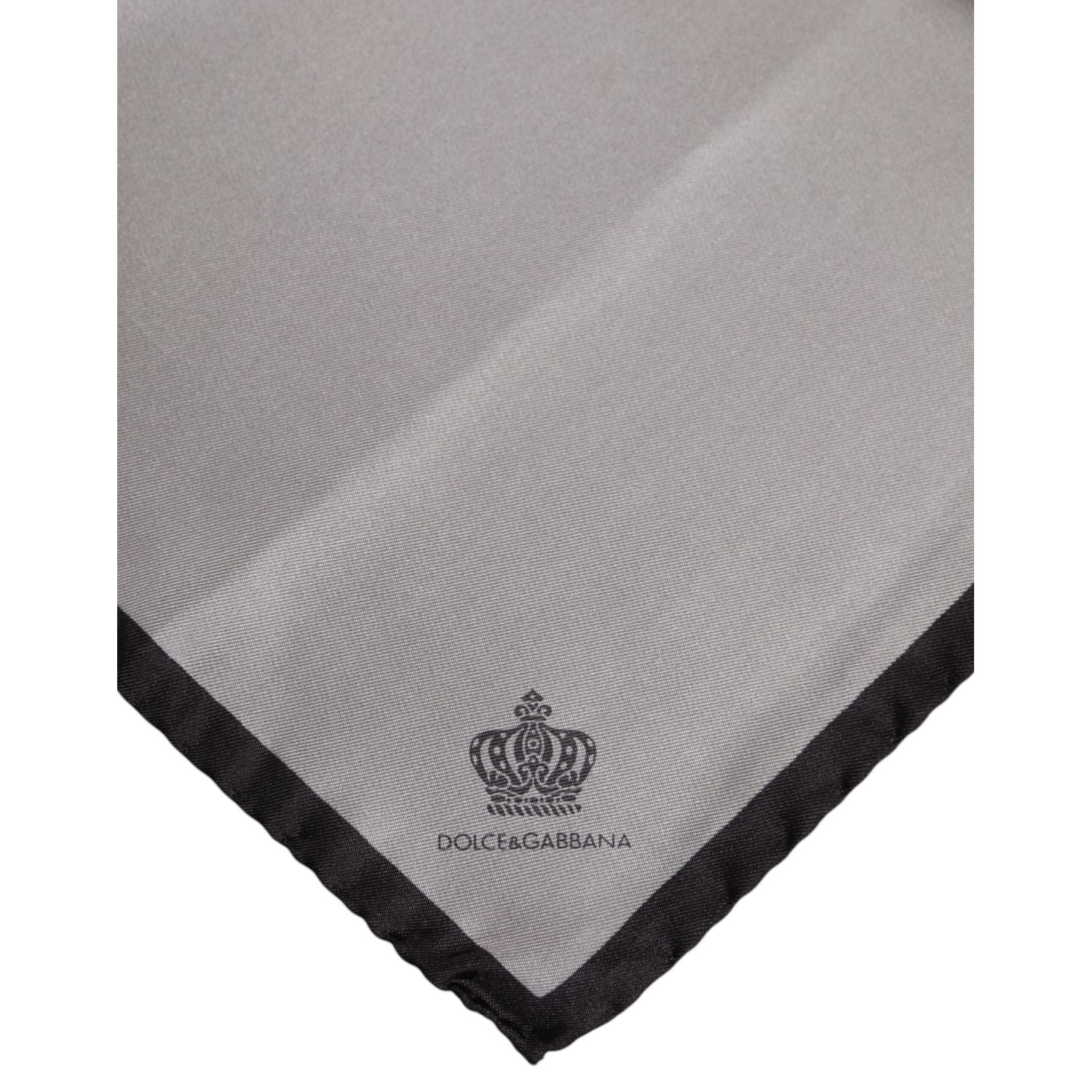 Dolce & Gabbana Gray DG Crown Silk Square Men Foulard Scarf
