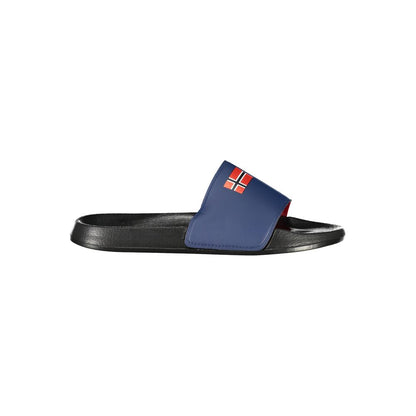 Norway 1963 Black Plastic Mens Sandal with iconic logo and bold design, showcasing stylish and comfortable footwear for trendsetters.